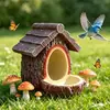 Tocón de Árbol Transfronterizo Nido de Pájaro Comedero para Pájaros Artesanía de Resina Decoración de Estatua para Jardín y Patio Decoración de Estatua