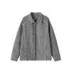 En stock: Otoño 2026 nuevo estilo moda casual para hombre talla grande chaqueta con solapa con líneas de color contrastante y textura tejida
