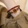 Novo Bracelete de Âmbar Imitação Estilo Antigo Chinoiserie Bracelete de Rosa de Bambu Design Retrô Feminino