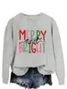 Sudadera Holgada de Manga Larga para Mujer Estilo Europeo y Americano 'Merry and Bright', Cuello Redondo, Otoño e Invierno, Amazon Wish, Comercio Exterior Simple