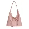 Bolso Tote de Gran Capacidad Lujo Ligero con Lazo para Mujer, Nuevo Estilo Primavera 2026, Color Sólido, Bolso de Hombro o Axila Moderno y Elegante
