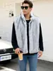 F0976 Chaqueta de Piel Sintética Transfronteriza Europea y Americana para Hombre Chaleco con Cuello Alto Chaleco de Piel Artificial Chaleco