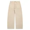 Calça Jeans Wide Leg Plissada em Cáqui, Lavagem Desgastada, Caimento Solto, Tendência High Street Longa para Homens