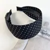 Faixa de Cabelo Preta e Branca com Bolinhas e Flores Pequenas de Aba Larga, Para Prender o Cabelo, Grampo para Lavar o Rosto, Alta Qualidade, Fashion, Versão Larga da Faixa de Cabelo, Novo Estilo