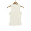 Estilo Europeo y Americano Básico Simple Cuello Redondo Sin Mangas Chaleco para Mujer Retro Ajustado Corto Ombliguera Sexy Fondo Color Puro Top