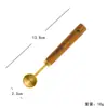 Copo medidor de aço inoxidável banhado a ouro colher medidora cabo de madeira de acácia colher medidora ferramenta de medição ferramenta de cozinha para assar de oito peças