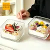Ins tigela de sorvete retrô tigela quadrada de vidro tigela de sobremesa tigela de frutas tigela de cereal tigela de café da manhã tigela de salada tigela de bolo