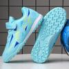 Sapatos de futebol infantil transfronteiriços cadarço livre velcro sola de borracha TF alunos do ensino fundamental e médio sapatos de treino para grama artificial atacado
