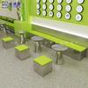 Celebridad de Internet Tienda de Té de Limón y Té con Leche Combinación de Mesa y Silla Estilo Industrial Cafetería Tienda de Bebidas Frías Acero Inoxidable Pared Cabina Taburete
