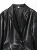 Chaqueta de Traje de Cuero Sintético PU Negra de Color Sólido para Mujer, de Un Botón, Ajustada, Efecto Piel, Nueva Colección Otoño e Invierno 2025, Transfronteriza Europea y Americana