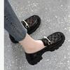 Mocassins de malha oca Joker femininos 2024 outono novo estilo britânico fundo grosso malha couro envernizado sapatos de couro pequeno atacado