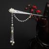 Ming-made Hanfu Estilo Antigo Long Tassel Step-up Hairpin All-match Fairy-style Hair-pulled Tang Style Headwear Hairpin National Style Hairpin Green Hairpin