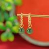 Pendientes Yuebao de plata de ley S925 con jaspe hetiano chapado en oro, estilo retro, con cuentas redondas torcidas y temperamento, con clip para las orejas de plata.