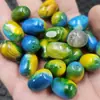 Cuentas de Barril de Ágata Pintada Cuentas Sueltas de Jade Envueltas con Seda Ágata Verde Oliva Azul Tianhe y Amarillo Passepartout Accesorios de Joyería Cuentas