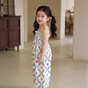 2026 Verano Nuevo Casual Estampado Tirante Fruncido Playa Pantalón Pierna Ancha Mono para Niñas Ropa Infantil Venta al por Mayor