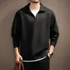 Estilo Old Money Retro Camisa Polo de Manga Larga Pulóver para Hombre Otoño Solapa Falsa de Dos Piezas Holgada Casual Sudadera con Capucha para Hombre