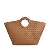 Nuevo Bolso de Mano Tejido para Verduras Redondo Grande con Asa Simple Urbana Otoño e Invierno 2024 Bolso de Muñeca Práctico para Mujer