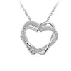 Collar de corazón a corazón en oro rosa con incrustaciones de diamantes Colgante de doble corazón europeo y americano Cadena de clavícula de moda simple para mujer Joyería explosiva