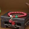 Pulsera de Cinabrio Natural de Alto Contenido Hecha a Mano con Cuentas Arena Dorada Púrpura Sentido de Alto Nivel Ins para Hacer Fortuna Hebilla Segura Pulsera de Bendición para Mujeres