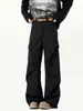 Pantalones Casuales Plisados Acampanados de Nicho Estilo Americano para Hombre, Nuevos de Verano Vintage Sueltos de Pierna Recta Caídos Versátiles Pantalones de Vestir Negros