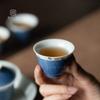 Taza de té con poesía manuscrita azul espolvoreada, taza maestra retro china, taza personal, taza individual, juego de té de kung fu de cerámica, taza de té pequeña