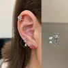 Clavo de Hueso de Oreja con Forma de Gota de Agua y Lazo de Doble Capa Clavo de Hueso de Oreja de Acero de Titanio Pendiente Colgante para Mujer Pendientes de Hueso de Oreja con Borde Pendientes