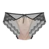 Nuevo producto de comercio exterior: Pantaletas de satén francés con encaje de lunares empalmado, tiro bajo, lazo, calzoncillos sexy de malla transpirable