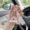 Llavero Arcoíris Tejido a Mano Borla Linda Encanto de Bolsa Femenino Colgante para Espejo Retrovisor de Coche Regalo