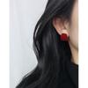 Tornozeleira em Prata de Lei S925 Brincos Quadrados Irregulares Vermelhos para Mulheres, Brincos Retro de Personalidade de Nicho Leve Luxo, Brincos de Banquete