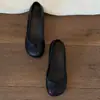 Versión de piel de oveja~zapatos planos de ballet sencillos y retro con tacón oculto para mujer, sin cordones, punta redonda poco profunda, zapatos de trabajo