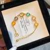 Tienda de Oro Mismo Estilo Pulsera y Collar Dopamina Dulce Chapados en Oro con Cubos de Azúcar Incrustados de Diamantes, Joyería de Moda y de Alta Gama