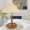 Abajur, luminária de cabeceira para quarto, madeira maciça plissada vintage, luxo leve, quarto de noiva de alta qualidade, luz duradoura, decoração de sala de estar, escritório, luminária de mesa
