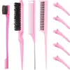 Pente fino para cabelo com grampo conjunto beleza pente para cabelo pente duplo para sobrancelha maquiagem modelagem de cabelo agulha de aço pente com cauda pontiaguda