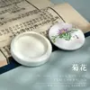 Caixa de carimbo de tinta de cerâmica Jingdezhen caligrafia e caligrafia pintura chinesa carimbo especial cilindro sala literária quatro tesouros caixa de armazenamento de carimbo bidimensional