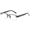Nuevas Gafas de Lectura Perforadas de Media Montura para Hombre con Imitación de Cristal Marrón Espejo de Puesto Callejero para Correr Gafas de Lectura para Protección Ocular de Personas Mayores