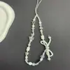 Cadena para Teléfono Lanyard de Nudo de Lazo Azul Sal Marina de Verano Cadena Ccd con Cuentas Estilo Fresco Accesorio para Teléfono Correa Anti-Pérdida D