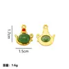 Nuevo Colgante Pequeño de Tetera de Jade Incrustado en Oro Estilo Chino, Accesorios para Collares y Pendientes Tejidos a Mano con Forma de Tetera de Imitación de Jade Blanco Hetian