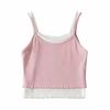 Top Cropped Regata Feminino Trendy Estilo Ins em Bloco de Cores de Duas Peças, Design de Verão, Adequado para Sobreposição ou Usar Sozinho