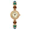 Pulseira Relógio Colorida Goldie Middle Antiga Luxo Leve Alto Padrão Nicho Alto Padrão Corrente de Pedra Olho de Gato Relógio de Quartzo