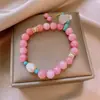 Novo Pulseira de Cabacinha Rosa com Contas, Artístico, Elegante, Luxo Leve, Joia de Nicho, Design Retro Versátil Pulseira