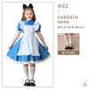 Disfraz de Rendimiento Infantil de Alicia para Niñas de Halloween Delantal Blanco Adorno Azul Traje de Sirvienta Vestido de Juego de Rol