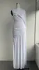 Vestido Cachecol com Design de Nicho 2025 Sem Mangas Fita Rosa Plissado Comprimento Total Saia Longa Tricotada