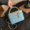 Bolso Caja Bordado Acolchado de Diamantes Estilo Pequeño Fragante Transfronterizo Bolso Cruzado Cuadrado Pequeño de Moda Bolso de Mano con Cadena