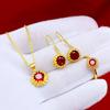Internet Celebrante Little Daisy Gemstone Anel Vietnã Shackin Mulheres Ruby Micro Set Conjunto de Girassol Colar Brincos