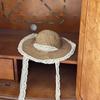 Chapéu de Palha de Renda para Mulheres, Chapéu de Praia Pastoral para Férias à Beira-Mar, Dobrável, Chapéu de Praia Estilo Coreano Fresco e Fofo