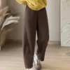 Pantalones Casuales Rectos de Lana para Mujer Talla Grande Estilo Otoño Chica Gordita mm Sueltos Adelgazantes Tipo Pera Pantalones Harem de Pierna Ancha