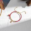 Pulseira Trançada de Corda Vermelha Ajustável Zodíaco Touro Banhada a Ouro Zircônia Pingente de Cereja Pulseira Feminina Literária Artesanal