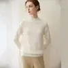 Suave y amigable con la piel~ Suéter de cachemir de cuello alto medio para mujer, 100% cachemir puro, estilo jersey, capa base de punto holgada para otoño e invierno