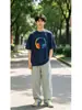 2026 Verano Nuevo Estilo Estampado de Auriculares Algodón Puro Camiseta de Manga Corta Estilo Americano Unisex Pareja Cuello Redondo Holgada Media Manga Moderna