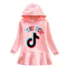 Vestido Moletom com Capuz Infantil Novo Primavera e Outono Desenho Animado Tiktok Algodão Puro Casual Estiloso